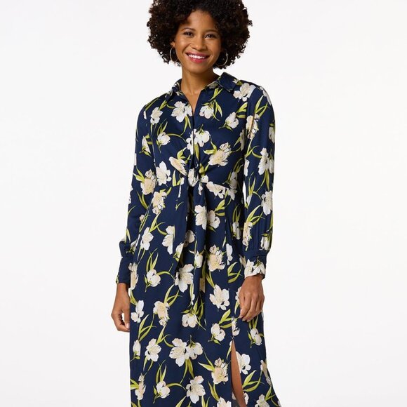 Cato Dresses & Skirts - Cato Maxi Dress Tie Waist Blue and White Floral Dress Women's Size 18/20W